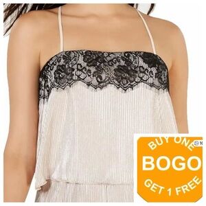 Leyden Womens Lace Trim Cami Tank Top, Metallic Gold Size Junior med